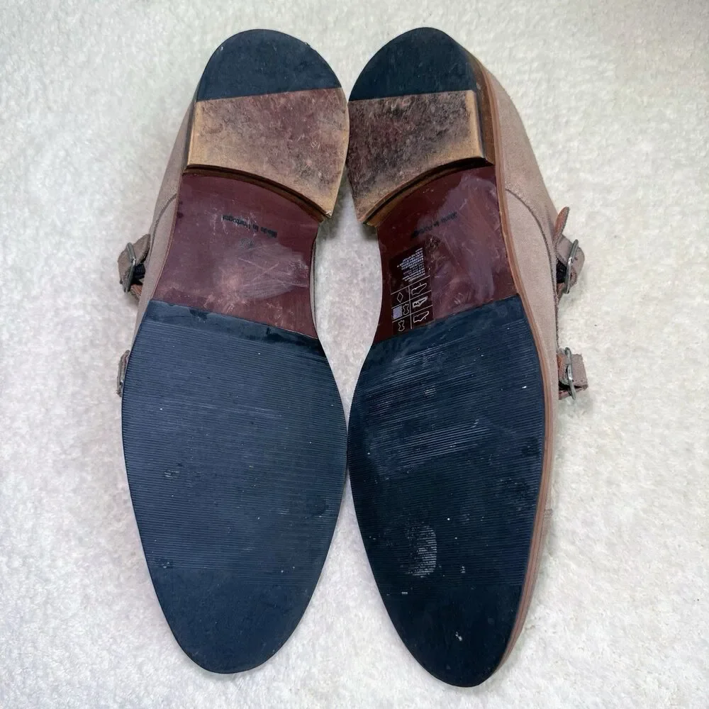 H&M SUEDE UPPERS AND LEATHER LINING MONKSTRAP US SIZE 11.5M MADE IN PORTUGAL